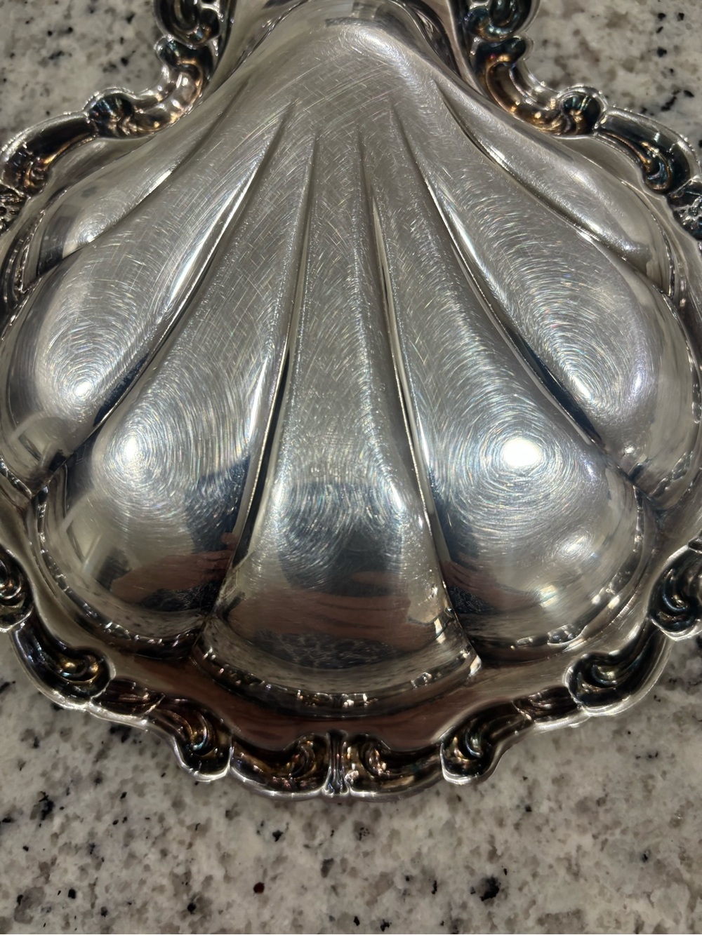Vintage Ornate Silver Plated Clamshell Trinket Dish Shell Jewelry Tray VTG - Picture 8 of 11